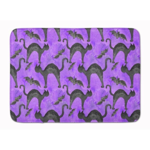 Carolines Treasures Watecolor Halloween Black Cats on Purple Machine Washable Memory Foam Mat BB7528RUG - main